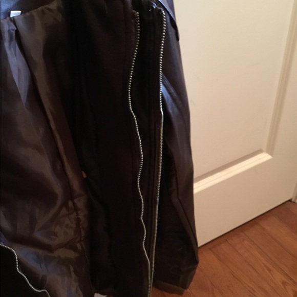 Junior brown leather like jacket with hoodie - Picture 4 of 6